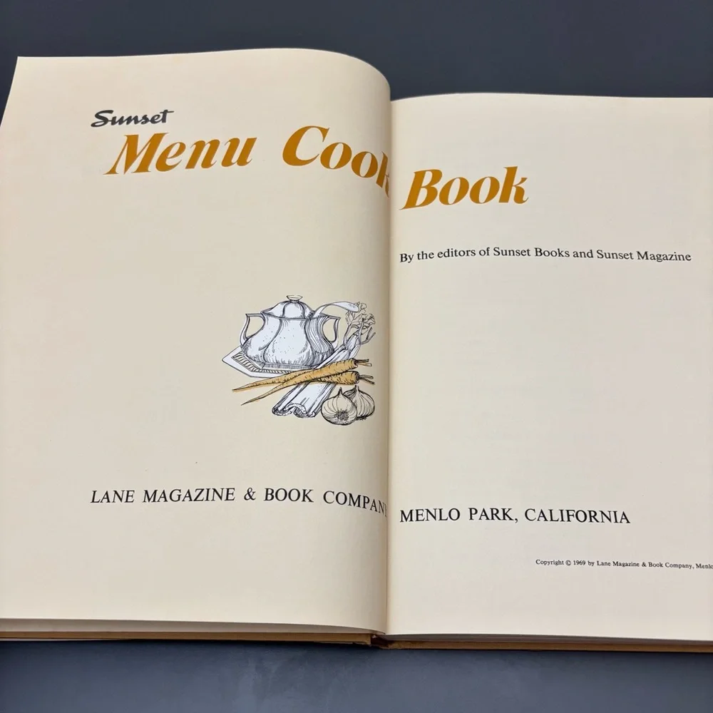 Vintage Cook Book Sunset Menu 1969 Hard Cover Parties Holidays Special Occasions